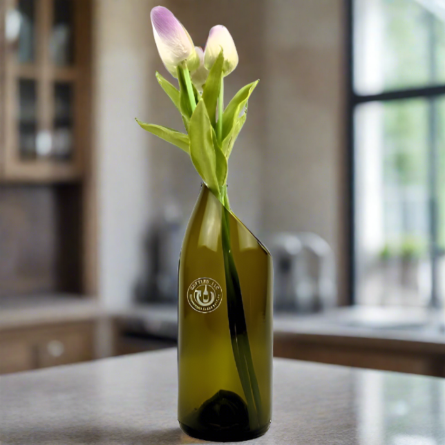 Wine Bottle Vase - Low Slanted Cut
