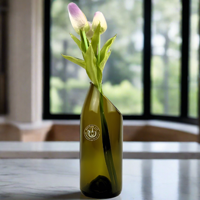 Wine Bottle Vase - Low Slanted Cut