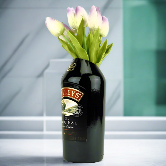 Baileys Irish Cream Bottle Slanted-Cut Vase