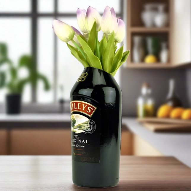 Baileys Irish Cream Bottle Slanted-Cut Vase