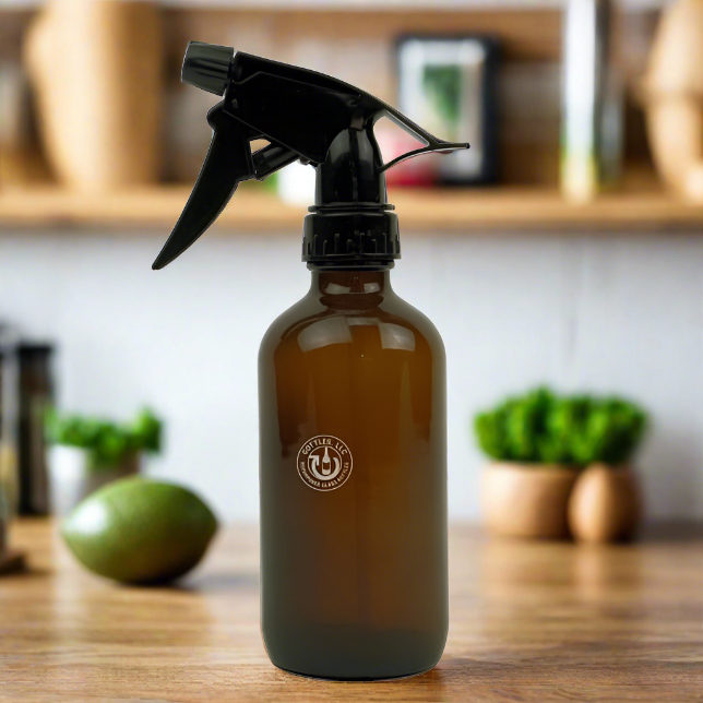 Amber Glass 8oz Spray Bottle - Black