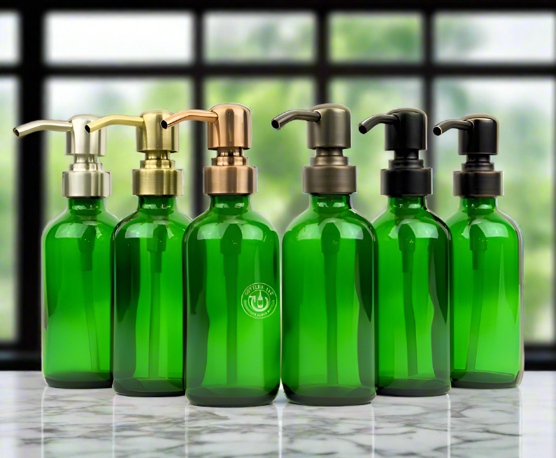 Green Glass Bottle 8oz Soap Dispenser KS8