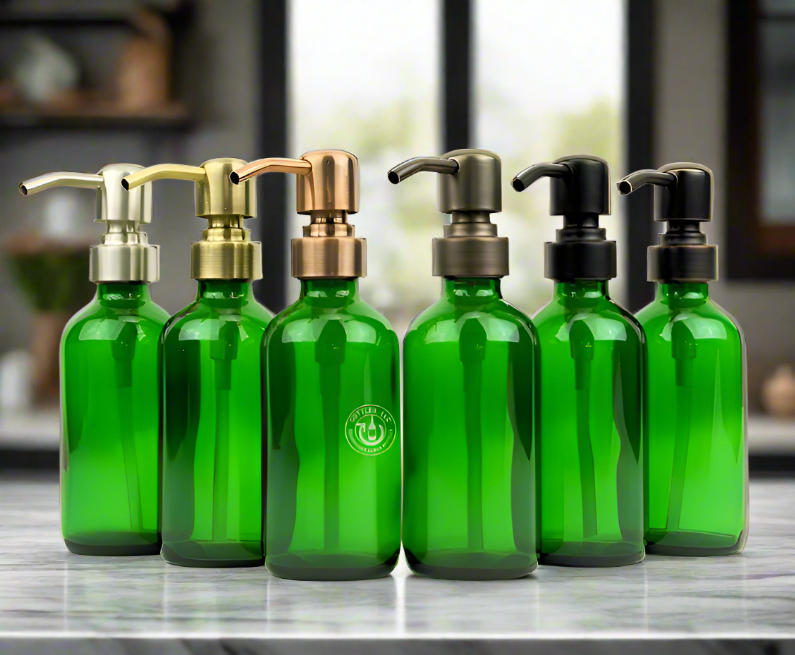 Green Glass Bottle 8oz Soap Dispenser KS8