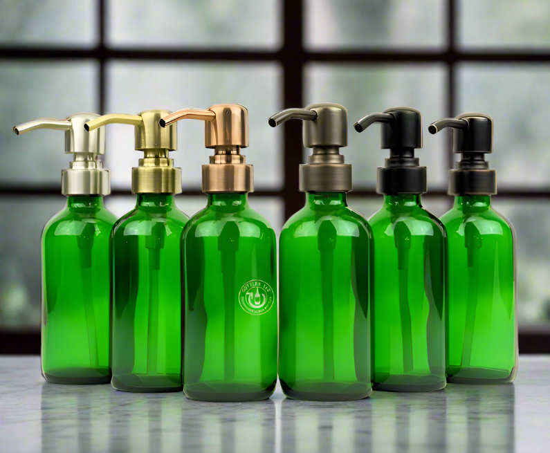 Green Glass Bottle 8oz Soap Dispenser KS8