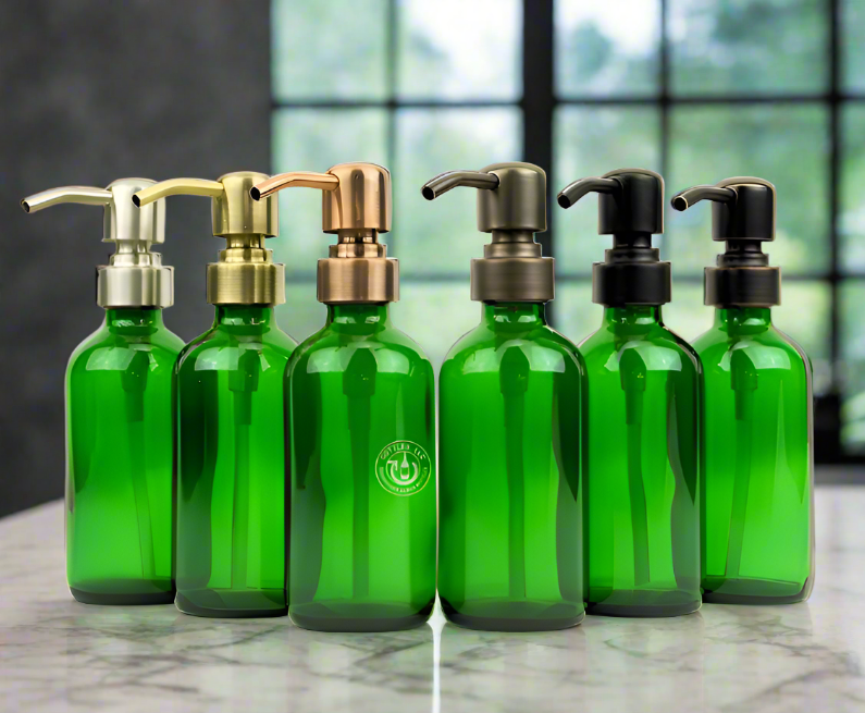 Green Glass Bottle 8oz Soap Dispenser KS8