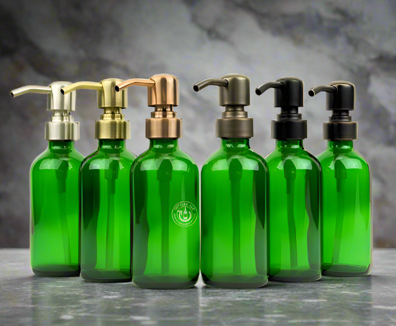 Green Glass Bottle 8oz Soap Dispenser KS8