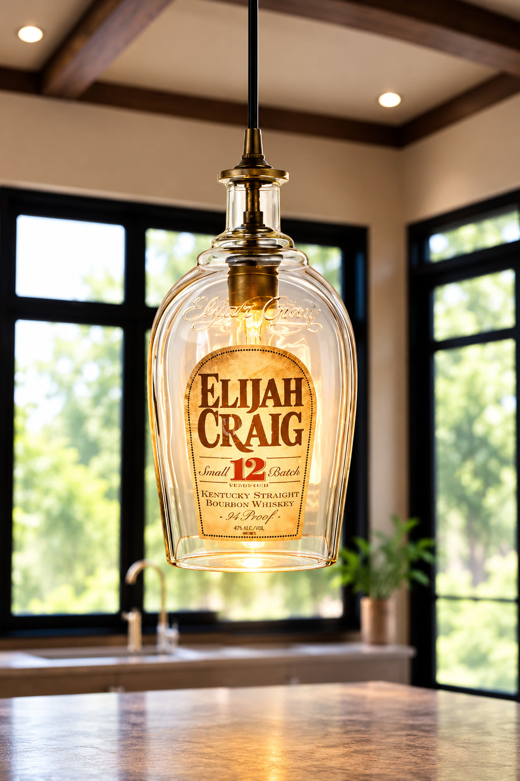 Elijah Craig Whiskey Bottle Pendant Light