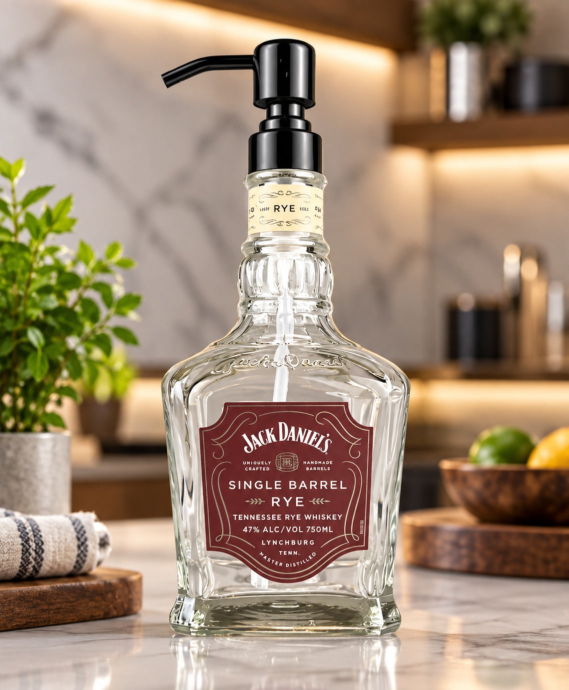 Jack Daniel's SB Rye Whiskey Bottle Soap Dispenser