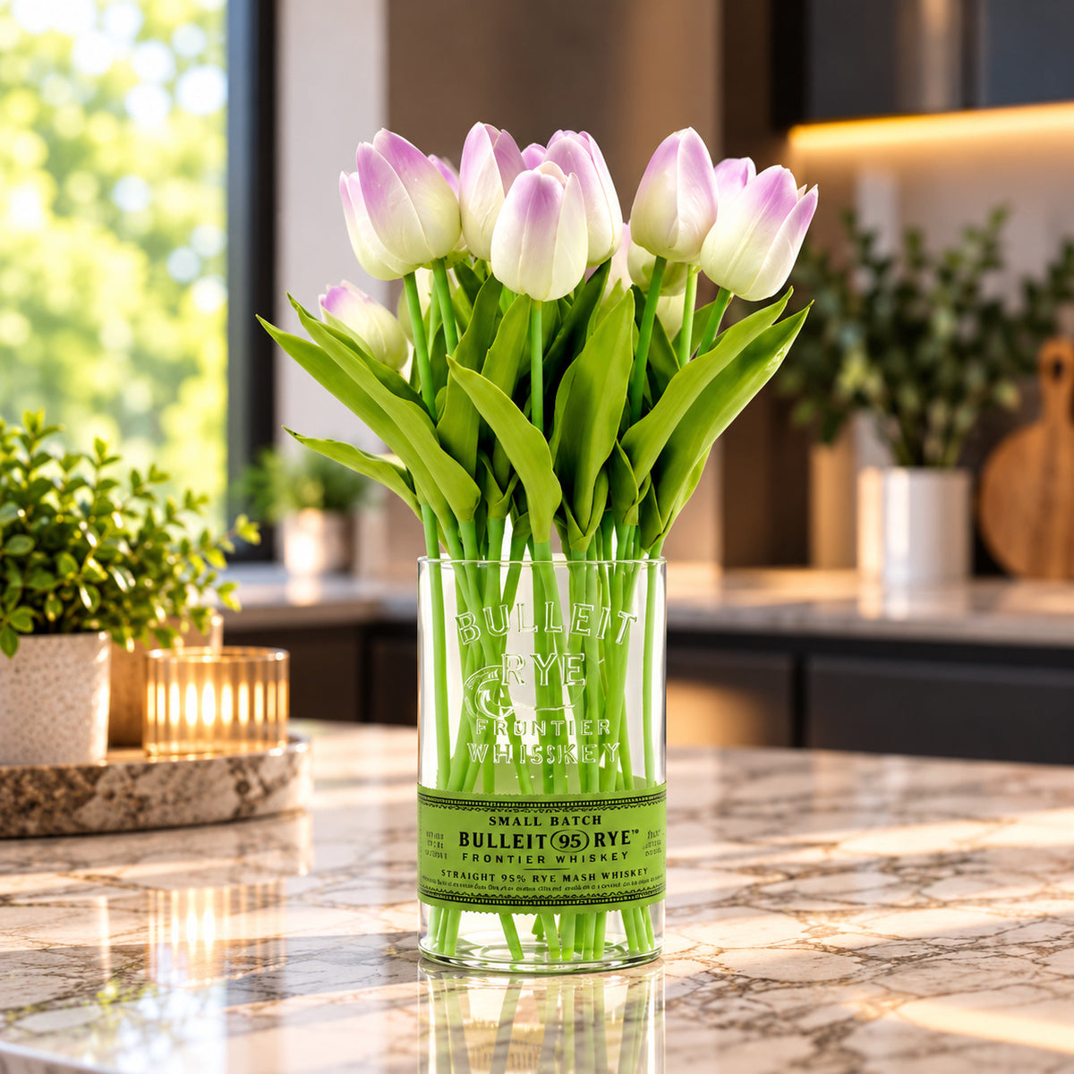 Bulleit Rye Whiskey Bottle Vase