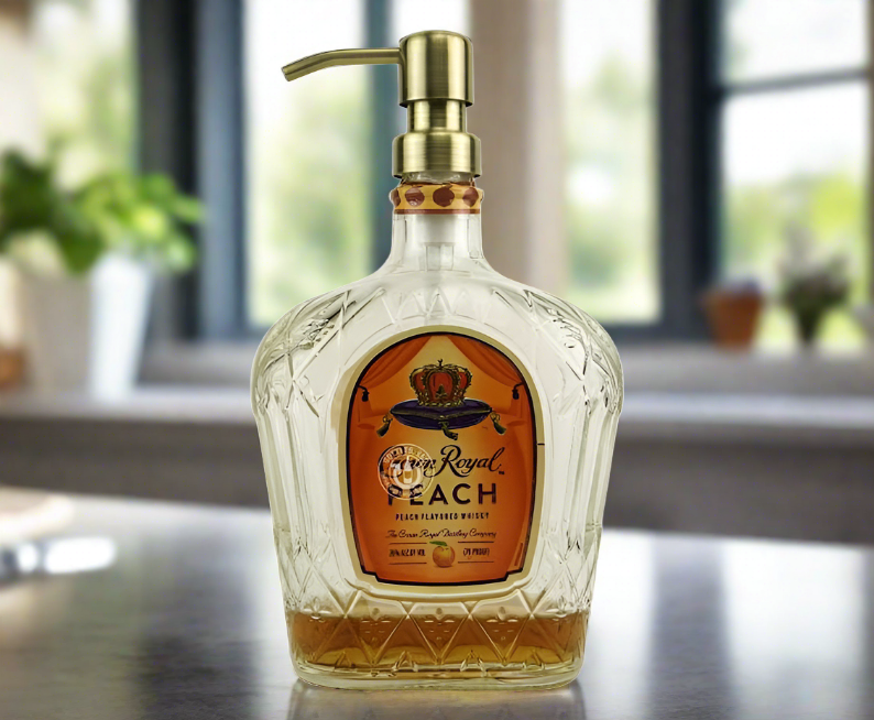 Crown Royal Whisky Bottle Soap Dispenser - Peach