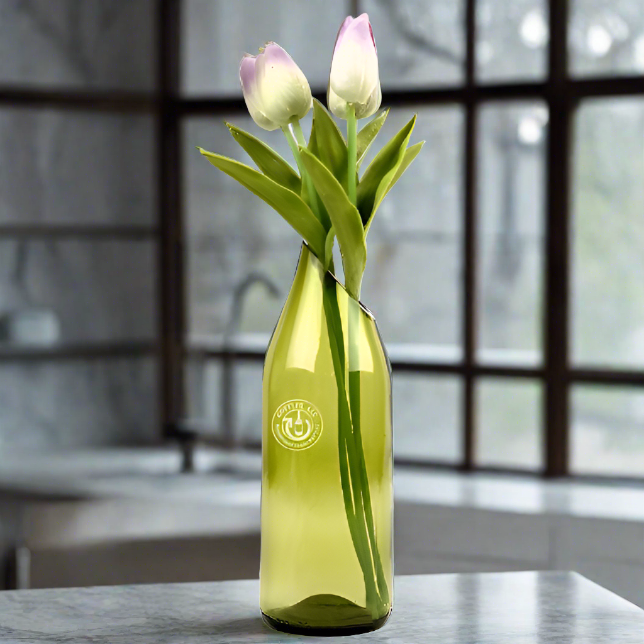 Wine Bottle Vase - High Slanted Cut