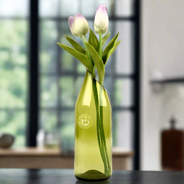 Wine Bottle Vase - High Slanted Cut