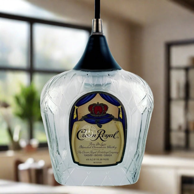 Crown Royal Whisky Bottle Pendant Light - Top Cut