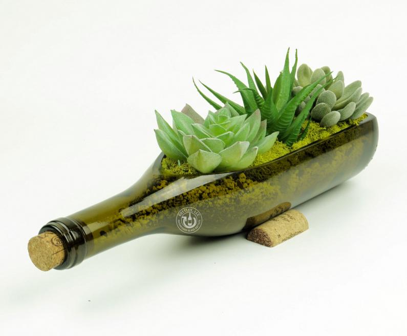 wine bottle planter with succulents Wine Bottle Planter