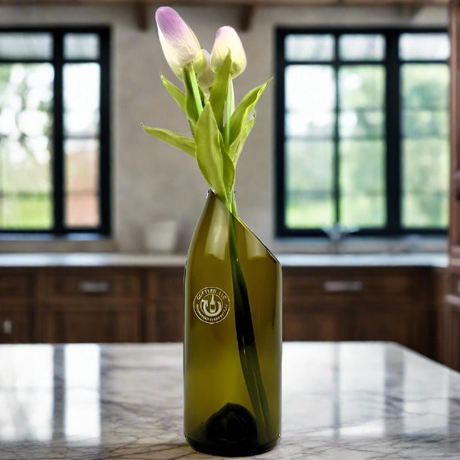 Wine Bottle Vase - Low Slanted Cut