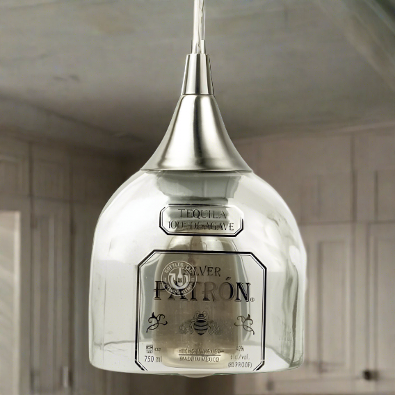 Patron Tequila Bottle Pendant Light - Top Cut