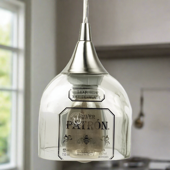 Patron Tequila Bottle Pendant Light - Top Cut