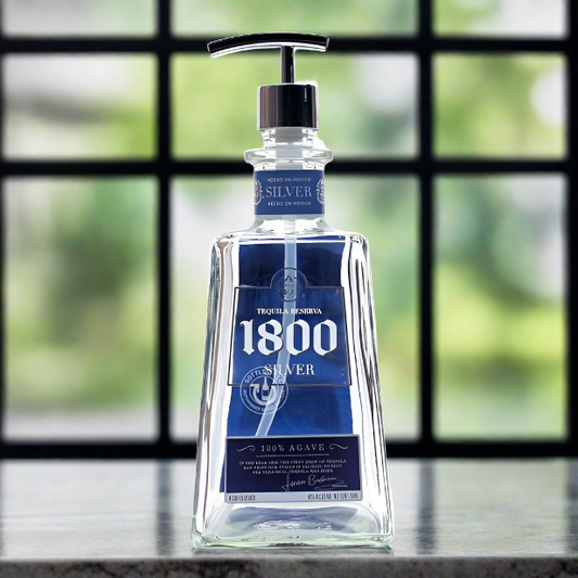 1800 Silver Tequila Bottle Soap Dispenser
