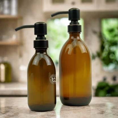 Amber Glass Bottle Soap Dispenser Set KSS No. 8