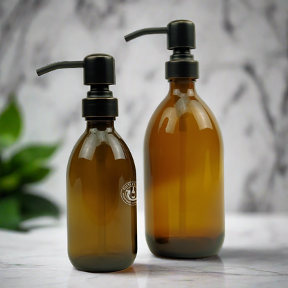 Amber Glass Bottle Soap Dispenser Set KSS No. 8