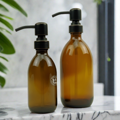 Amber Glass Bottle Soap Dispenser Set KSS No. 8