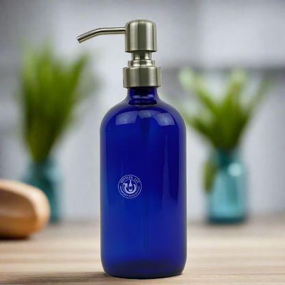 Cobalt Blue Glass Bottle 16oz Soap Dispenser KS No. 8 Pump