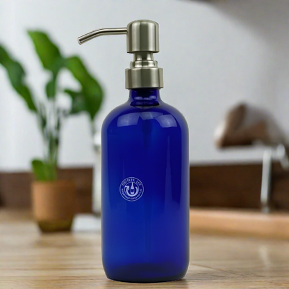 Cobalt Blue Glass Bottle 16oz Soap Dispenser KS No. 8 Pump