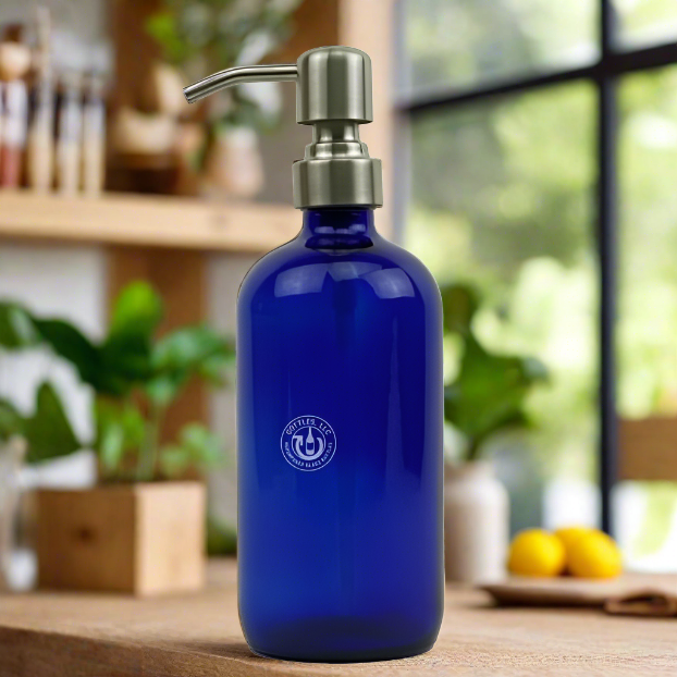 Cobalt Blue Glass Bottle 16oz Soap Dispenser KS No. 8 Pump