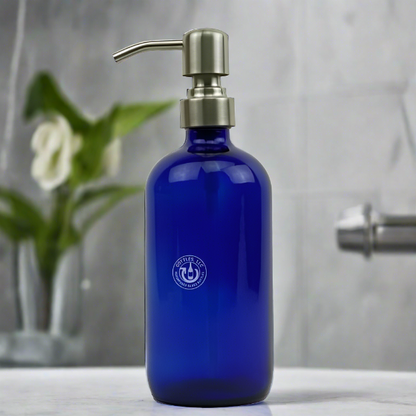 Cobalt Blue Glass Bottle 16oz Soap Dispenser KS No. 8 Pump