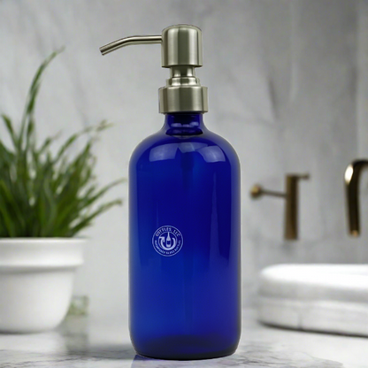 Cobalt Blue Glass Bottle 16oz Soap Dispenser KS No. 8 Pump