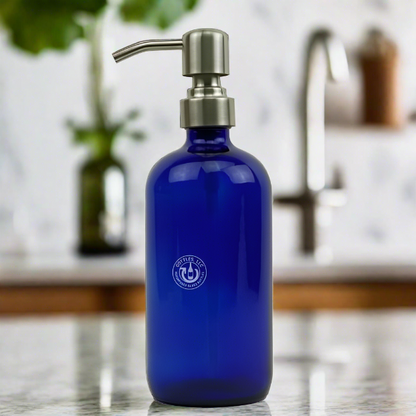 Cobalt Blue Glass Bottle 16oz Soap Dispenser KS No. 8 Pump