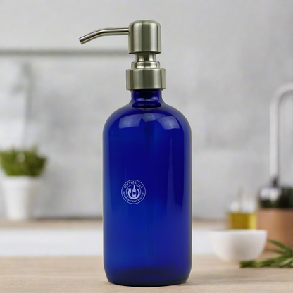 Cobalt Blue Glass Bottle 16oz Soap Dispenser KS No. 8 Pump