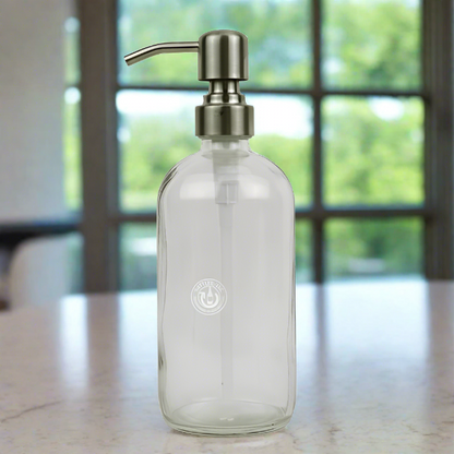 Clear Glass Bottle 16oz Soap Dispenser KS No. 8 Pump
