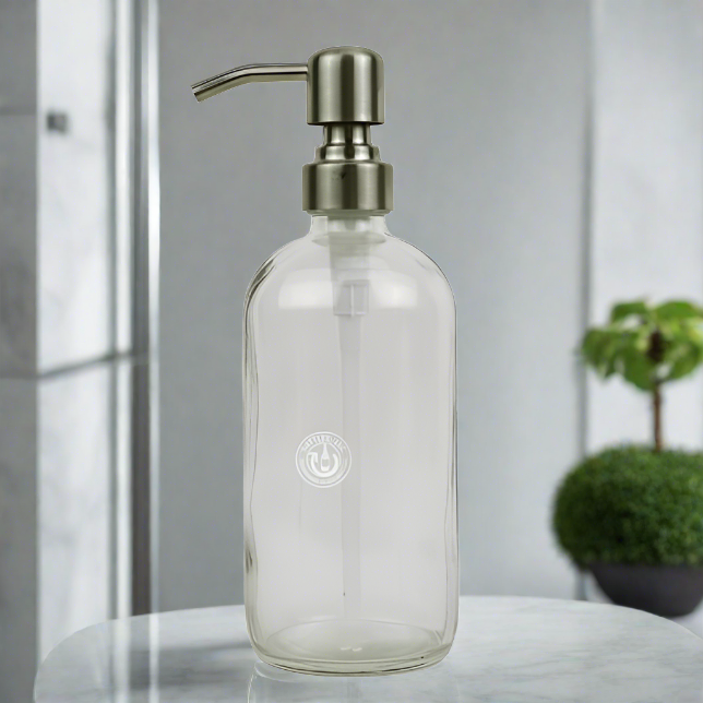 Clear Glass Bottle 16oz Soap Dispenser KS No. 8 Pump