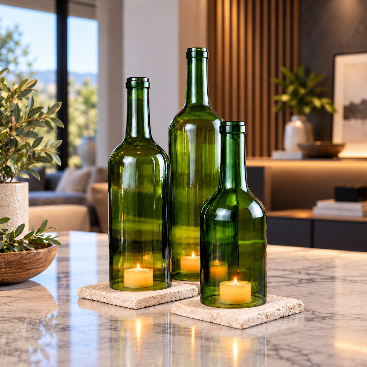 Wine Bottle Candle Cover Set - Bordeaux