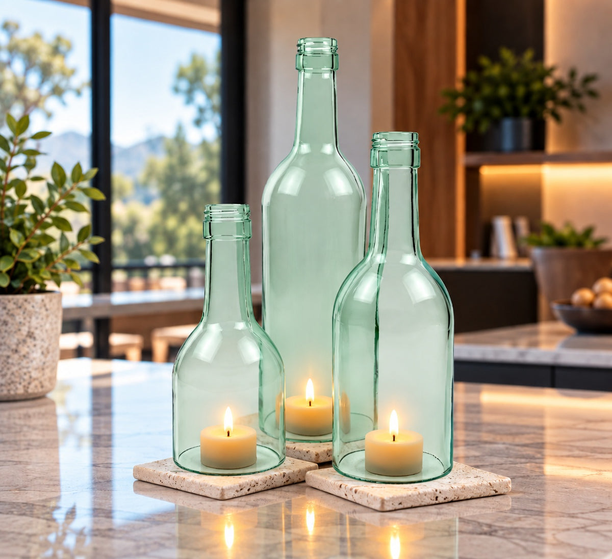 Wine Bottle Candle Cover Set - Bordeaux