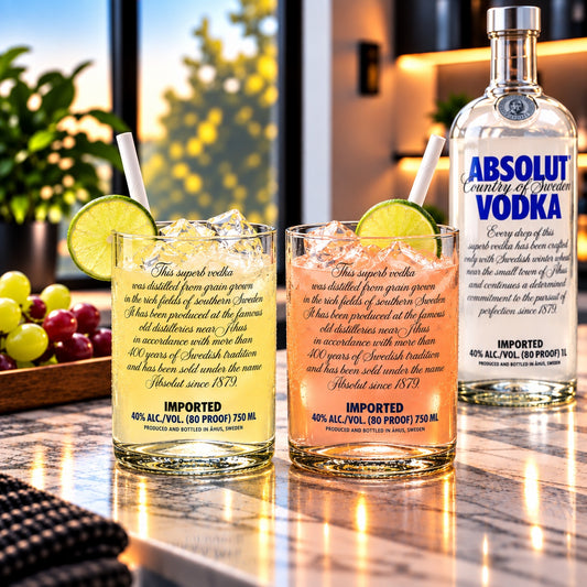 Absolut Vodka Bottle 16oz Glass Set
