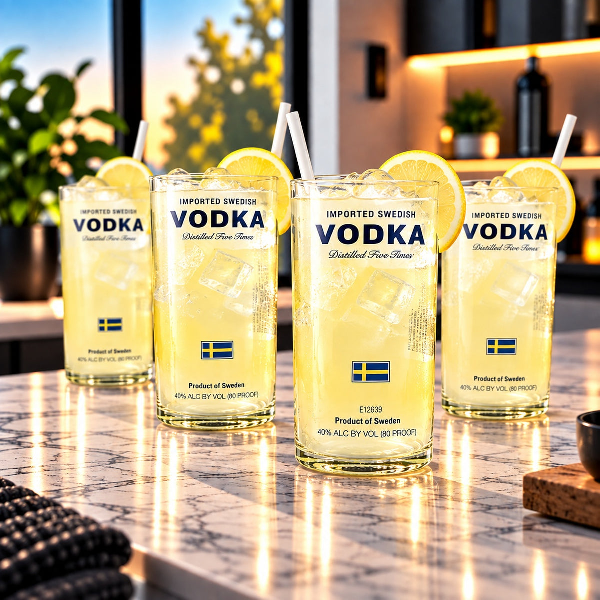 Svedka Vodka Bottle 14oz Glass Set