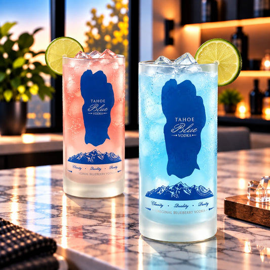 Tahoe Blue Vodka Bottle 16oz Glass Set