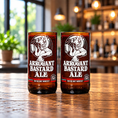 Arrogant Bastard Ale Bottle 14oz Glass Set