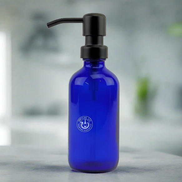 Cobalt Blue Glass Bottle 8oz Soap Dispenser - Pump Style 6