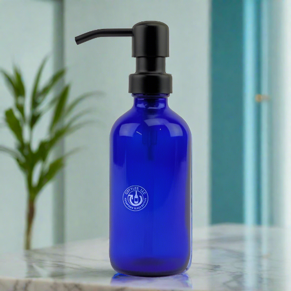 Cobalt Blue Glass Bottle 8oz Soap Dispenser - Pump Style 6