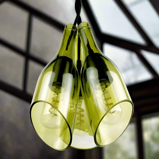 Wine Bottle Three-Light Chandelier - Burgundy