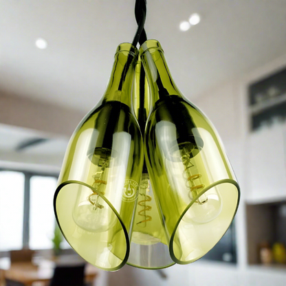 Wine Bottle Three-Light Chandelier - Burgundy