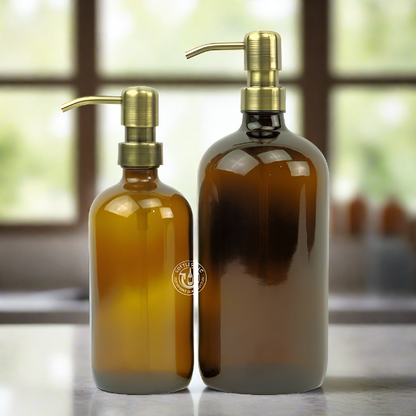 Amber Glass Bottle Soap Dispenser Set 16/32
