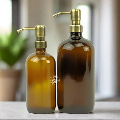 Amber Glass Bottle Soap Dispenser Set 16/32