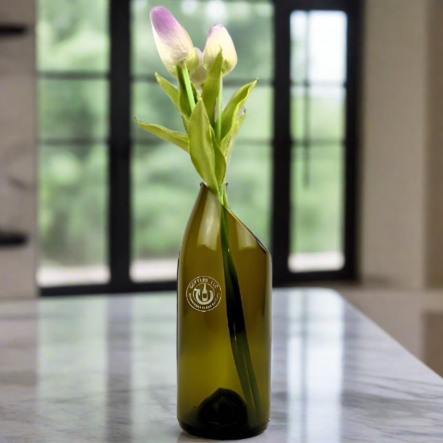 Burgundy Wine Bottle Low-Slanted Cut Vase