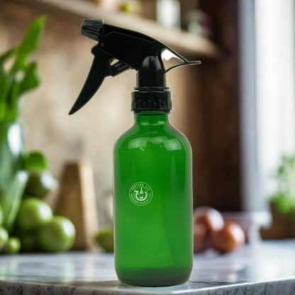 Green Glass 8oz Spray Bottle - Black