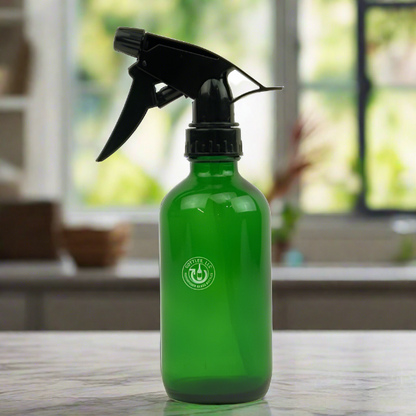 Green Glass 8oz Spray Bottle - Black