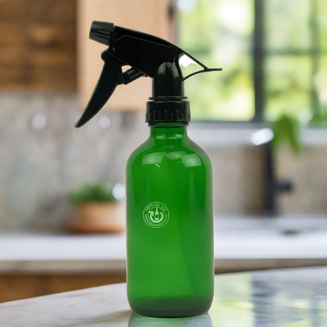 Green Glass 8oz Spray Bottle - Black